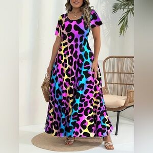 Plus Size 4X Xpluswear Leopard Print Maxi Dress